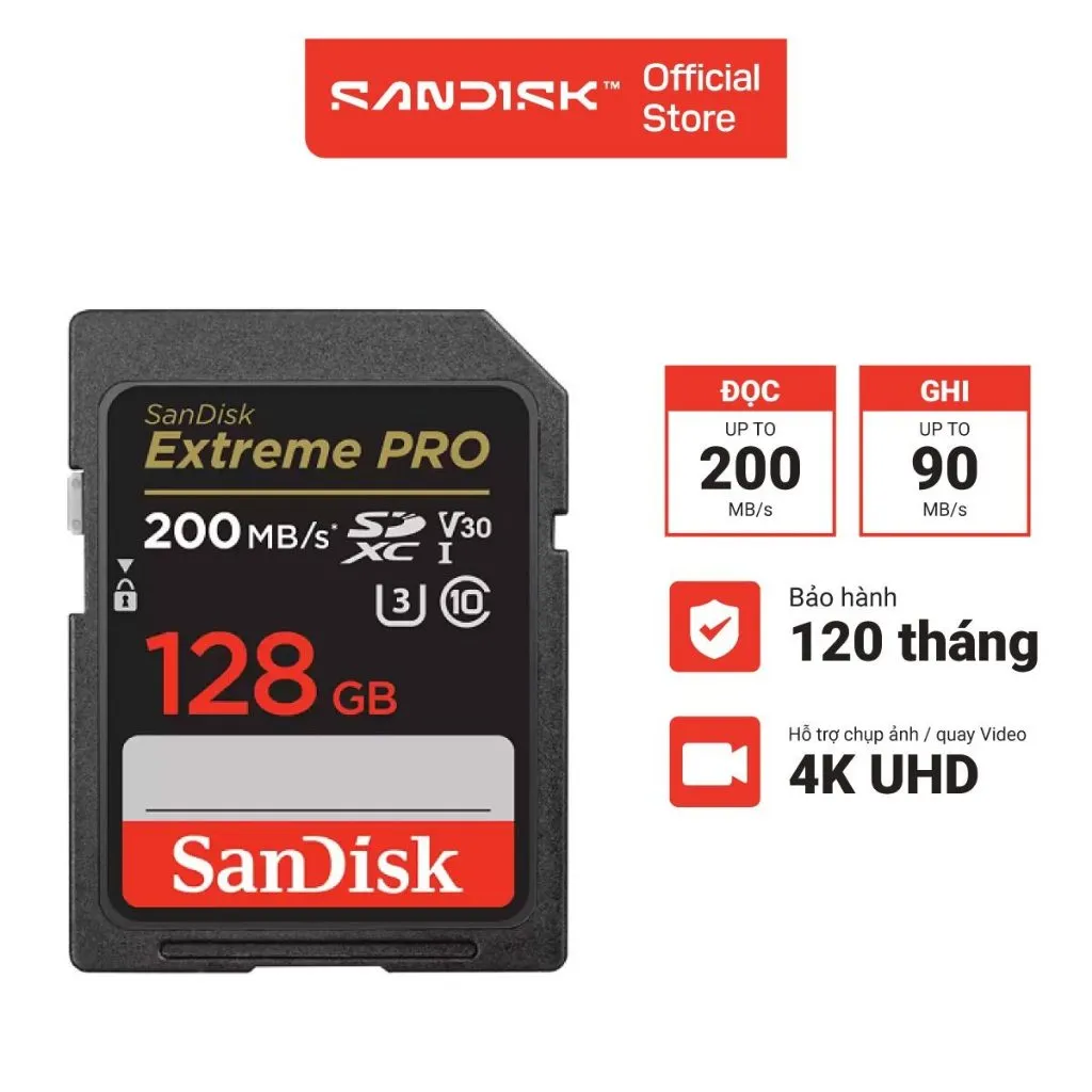 Ảnh Thẻ nhớ SDXC SanDisk Extreme Pro U3 V30 64GB - 128GB- 256GB 200MB/s 2