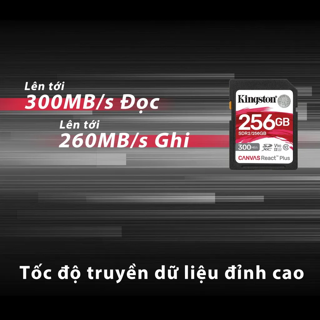 Ảnh Thẻ Nhớ V90 SD Kingston Canvas React Plus V90 128GB 300mbs/260mbs camera quay phim chuyên nghiệp 4K/8K SDR2/128GB 3