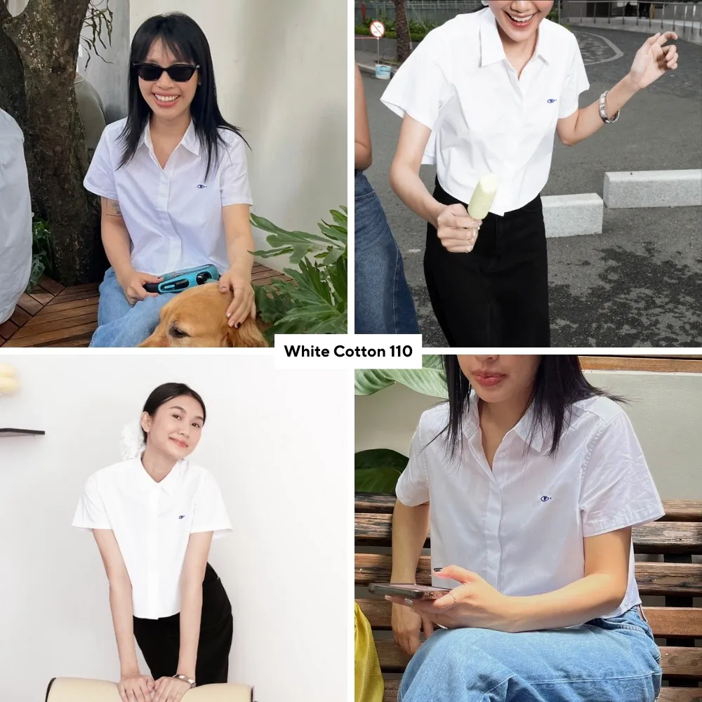 Ảnh TheBlueTshirt - Áo sơ mi croptop trơn tay ngắn nhiều màu cho nữ - Poplin Boxy Shirt - Women 3