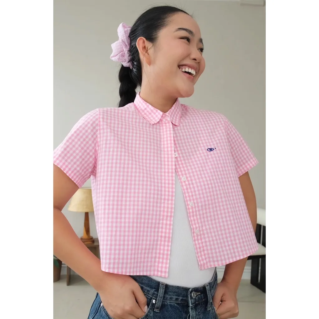 Ảnh TheBlueTshirt - Áo sơ mi tay ngắn sọc caro phom ngắn cho nữ - BlueMade Boxy Shirt - Women 2