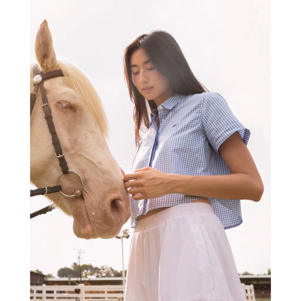 Ảnh TheBlueTshirt - Áo sơ mi tay ngắn sọc caro phom ngắn cho nữ - BlueMade Boxy Shirt - Women 4