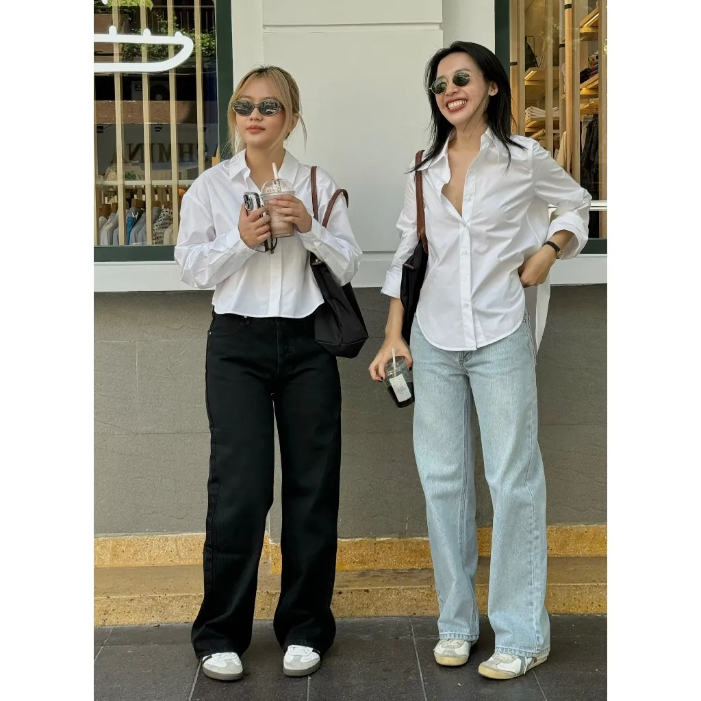 Ảnh TheBlueTshirt - Áo sơ mi trắng tay dài vạt bầu dáng oversize - Sydney Oversize Shirt - Women 2