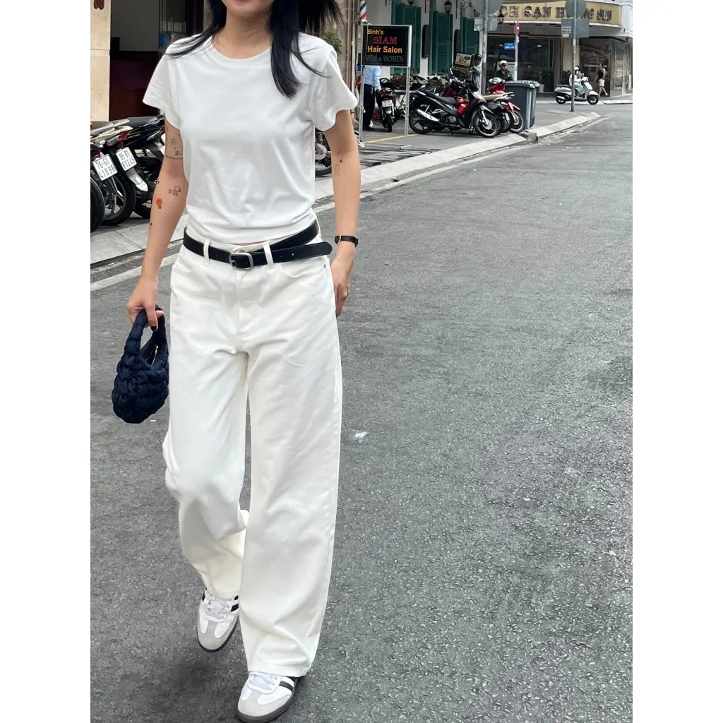Ảnh TheBlueTshirt - Áo thun trơn nữ tay ngắn phom suông cho nữ - Everyday Tee 100% Natural Cotton - Women 4