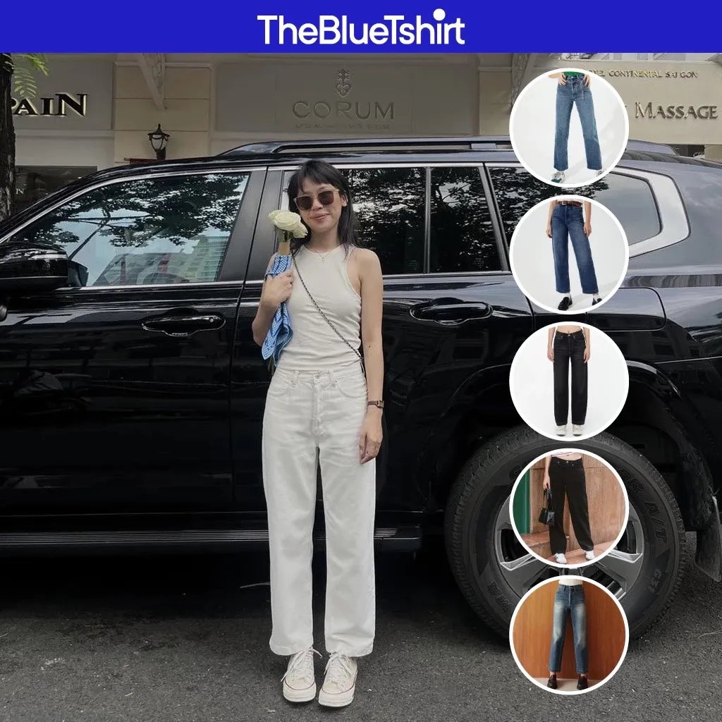 Ảnh TheBlueTshirt - Quần jeans lưng cao ống suông có nhiều màu wash cho nữ - The Original Dad Jeans 1