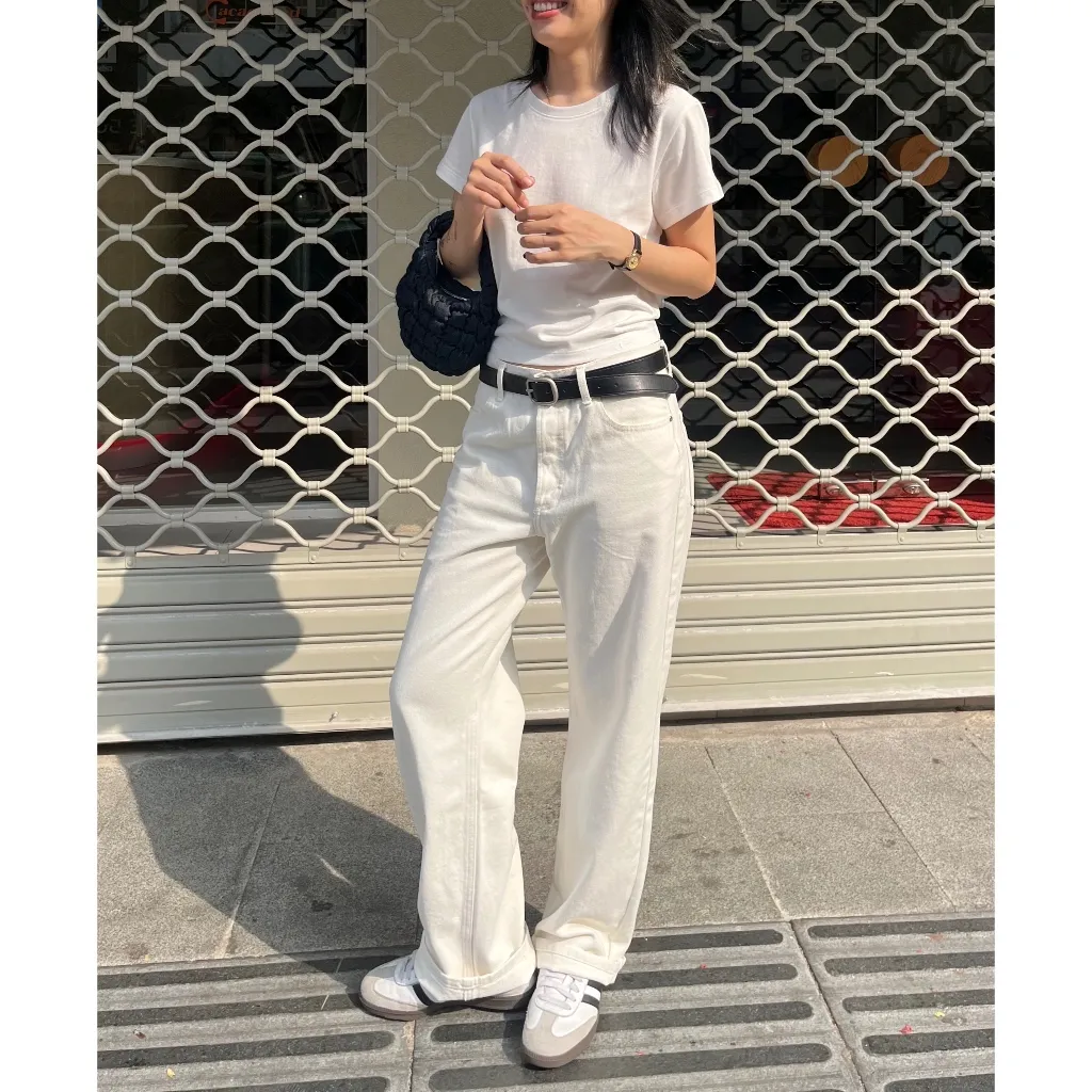 Ảnh TheBlueTshirt - Quần jeans lưng cao ống suông có nhiều màu cho nữ - The Original Grandpa Jeans - Women 4