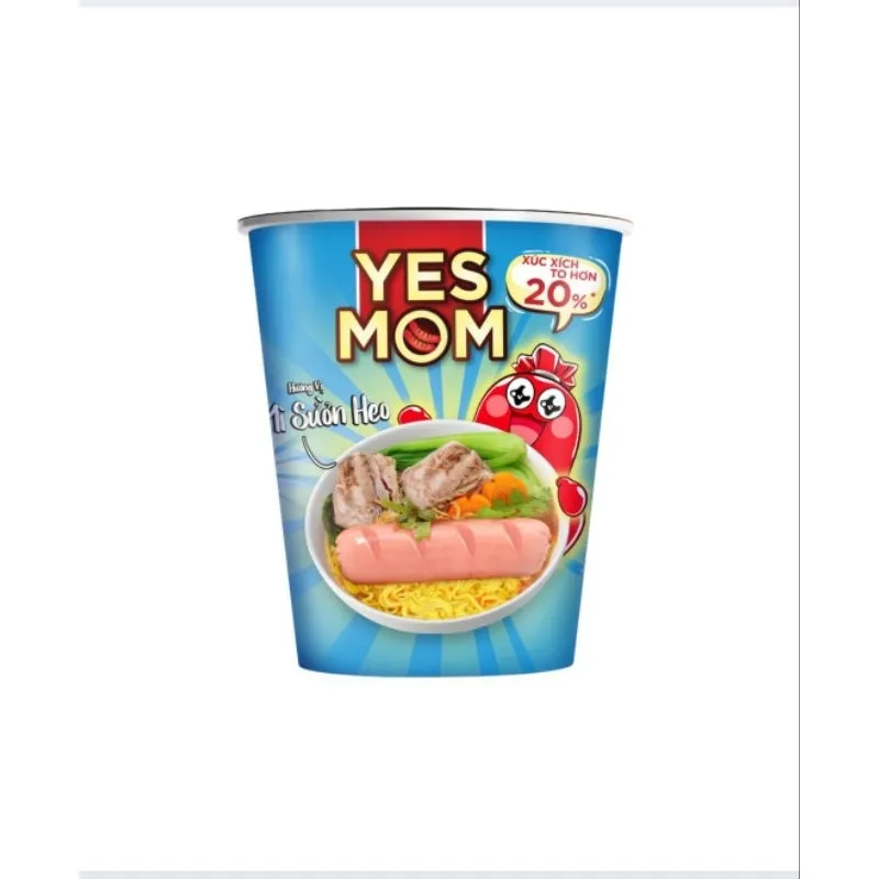 Ảnh Thêm 20% Xúc Xích - Thùng 24 ly Mì Sườn Heo Yes Mom Có Xúc Xích 79.2g/ly 2