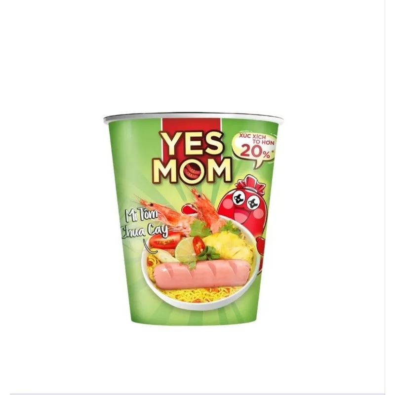 Ảnh Thêm 20% Xúc Xích - Thùng 24 ly mì Yes Mom Tôm Chua Cay 79.2g/ ly 4