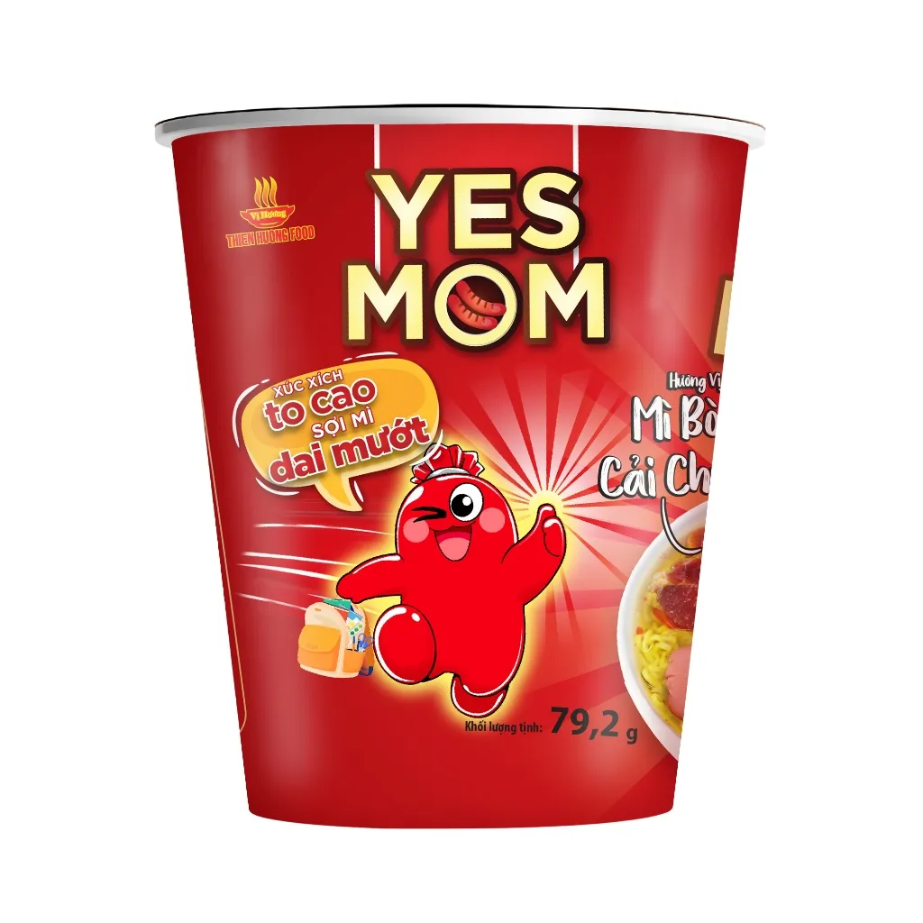 Ảnh Thêm 20% Xúc Xích - Thùng 24 ly Mì Bò Cải Chua Yes Mom Có Xúc Xích 79.2g/ly 3