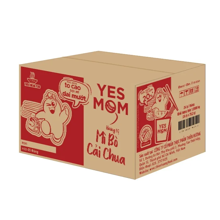 Ảnh Thêm 20% Xúc Xích - Thùng 24 ly Mì Bò Cải Chua Yes Mom Có Xúc Xích 79.2g/ly 4