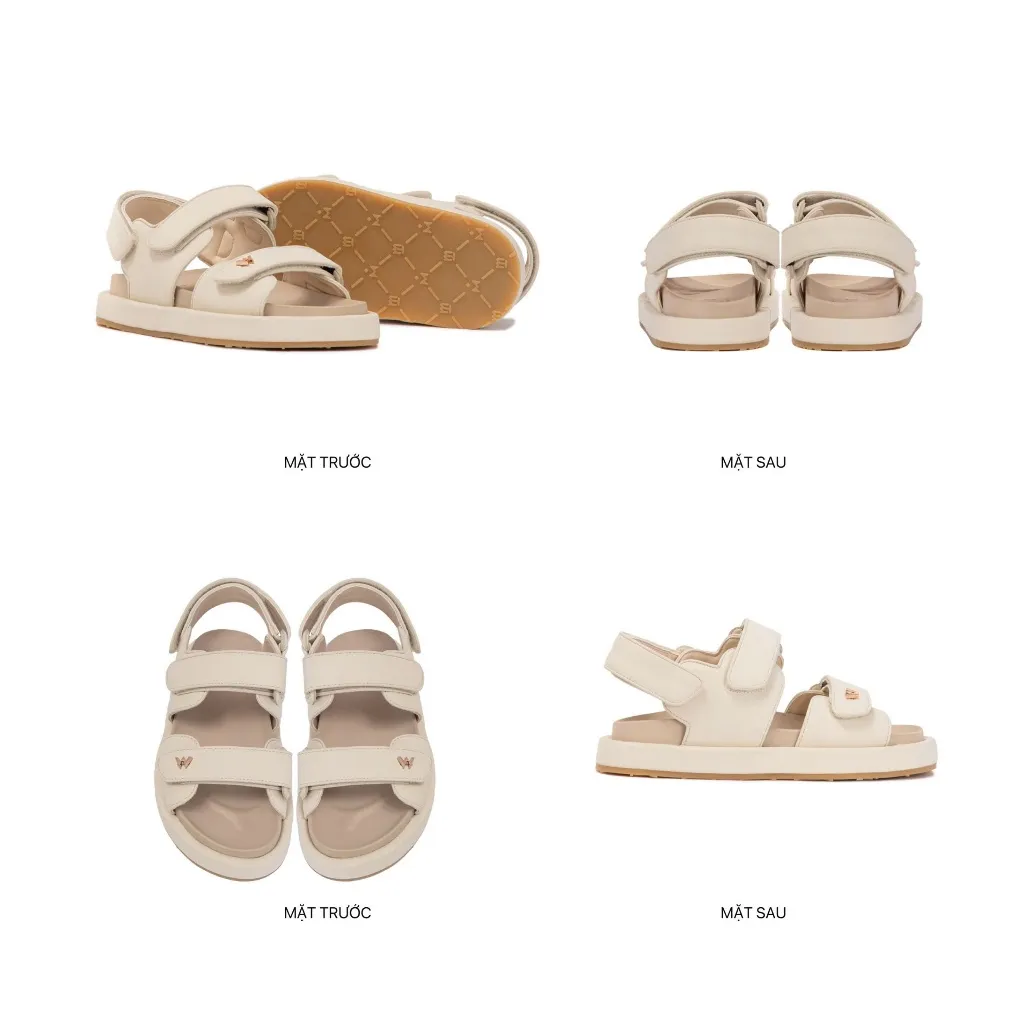 Ảnh THEWOLF Giày Tăng Chiều Cao Sandal Nam Nữ THEWOLF ESSENTIAL LOW SANDAL Đế Bằng Lót Êm Ái Quai Dán - Đen Kem Beige Nâu 2