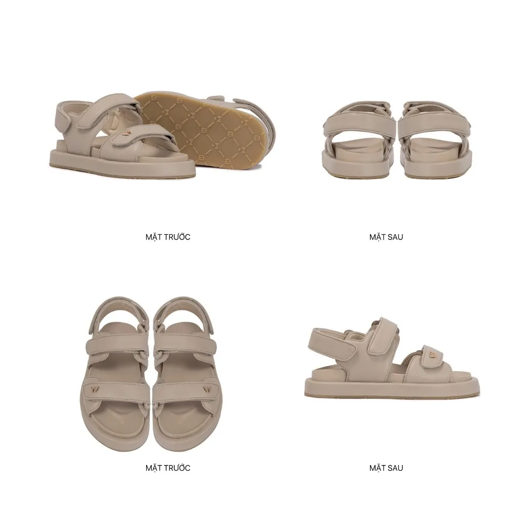 Ảnh THEWOLF Giày Tăng Chiều Cao Sandal Nam Nữ THEWOLF ESSENTIAL LOW SANDAL Đế Bằng Lót Êm Ái Quai Dán - Đen Kem Beige Nâu 4