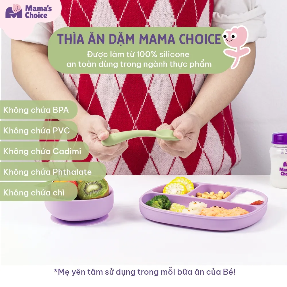 Ảnh Thìa Ăn Dặm Silicone Cho Bé, Thìa Mama's Choice Chất Liệu Mềm Mại và An Toàn Kiểm Định Quốc Tế 3