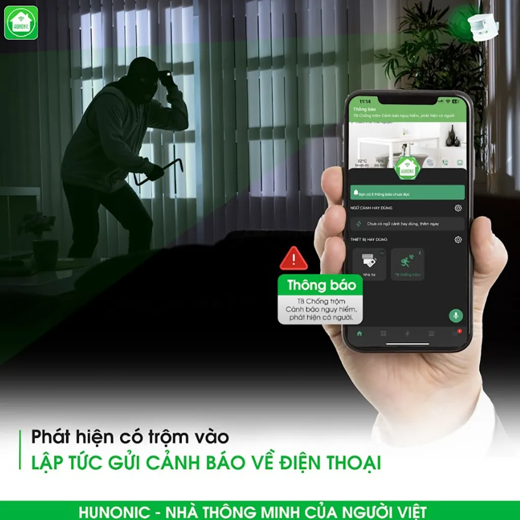Ảnh Thiết Bị Chống Trộm Và Báo Khách Đa Năng Hunonic CT01, Gửi Thông Báo Về Điện Thoại - HNCT01 4