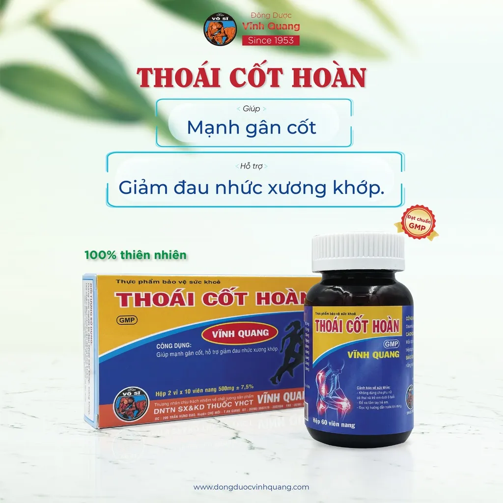 Ảnh Thoái Cốt Hoàn hộp 60 viên Hỗ trợ giảm đau nhức xương khớp do vận động, đá bóng, thể thao 4