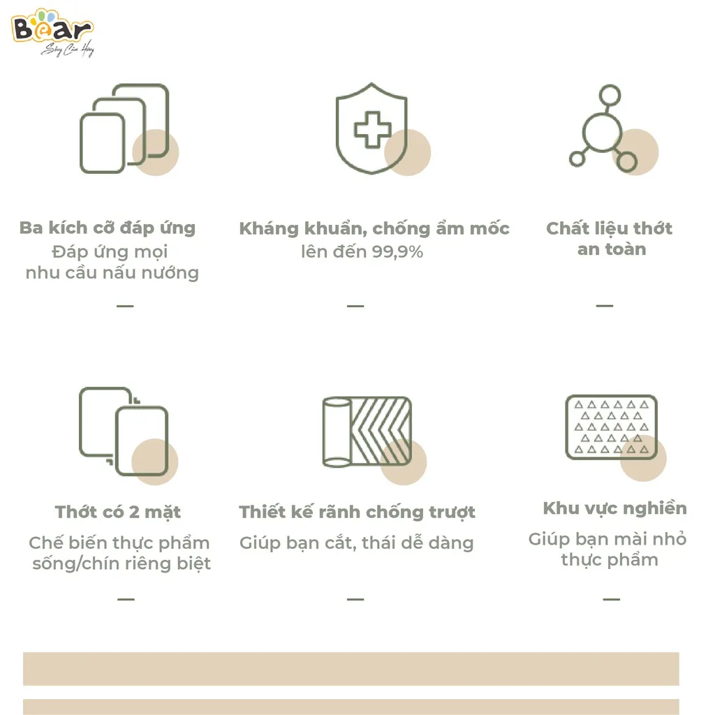 Ảnh Thớt Bear Cao Cấp Chống Khuẩn Chất Liệu An Toàn Bề Mặt Chống Trượt Dễ Vệ Sinh Dùng Nhà Bếp CX-E0023 2