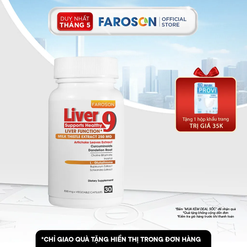Ảnh Thực phẩm bảo vệ sức khoẻ Bổ Gan Silymarin Faroson Liver 9​ Hỗ Trợ Bảo Vệ Gan Thải Độc Gan hộp 30 Viên 1