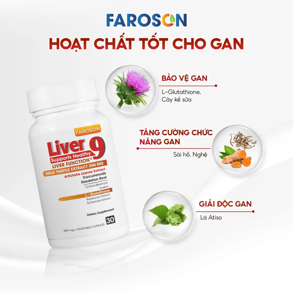 Ảnh Thực phẩm bảo vệ sức khoẻ Bổ Gan Silymarin Faroson Liver 9​ Hỗ Trợ Bảo Vệ Gan Thải Độc Gan hộp 30 Viên 4
