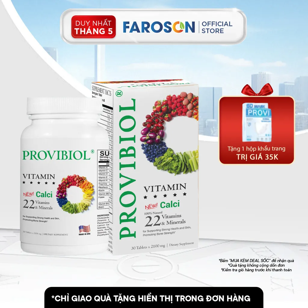 Ảnh Thực phẩm bảo vệ sức khoẻ Viên Uống Vitamin Tổng Hợp Hỗ Trợ Tăng Sức Đề Kháng Provibiol Vitamin Hộp 30 Viên 1