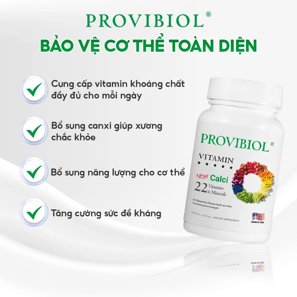 Ảnh Thực phẩm bảo vệ sức khoẻ Viên Uống Vitamin Tổng Hợp Hỗ Trợ Tăng Sức Đề Kháng Provibiol Vitamin Hộp 30 Viên 4