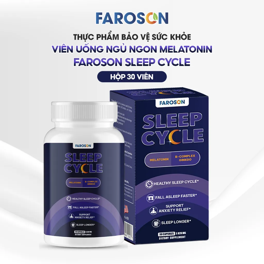 Ảnh Thực phẩm bảo vệ sức khoẻ Viên Uống Ngủ Ngon Melatonin Faroson Sleep Cycle Hỗ Trợ Giấc Ngủ Dễ Ngủ Hộp 30 viên 2