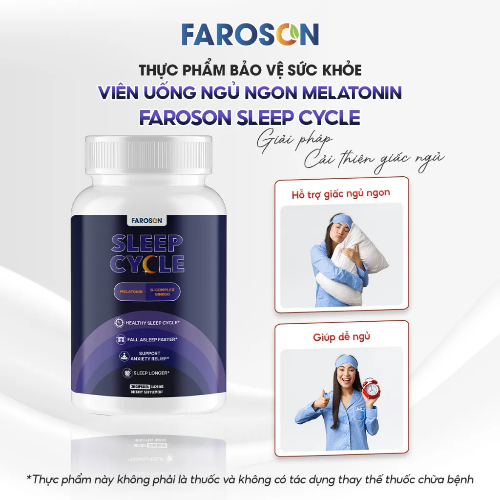 Ảnh Thực phẩm bảo vệ sức khoẻ Viên Uống Ngủ Ngon Melatonin Faroson Sleep Cycle Hỗ Trợ Giấc Ngủ Dễ Ngủ Hộp 30 viên 3