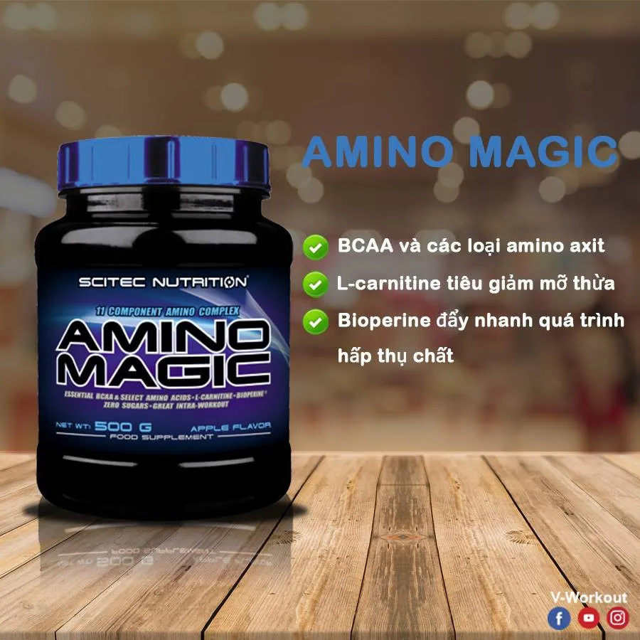 Ảnh Thực phẩm bổ sung  Axit amin | AMINO MAGIC 500G APPLE - Bảo vệ, phục hồi và phát triển cơ tốt nhất | SCITEC NUTRITION 1