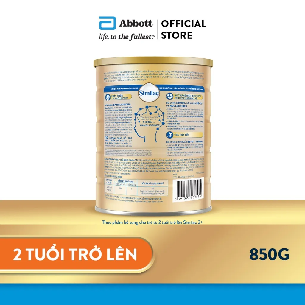 Ảnh Thực phẩm bổ sung cho trẻ từ 2 tuổi trở lên Similac 2+ 850g (Gangliosides) 1