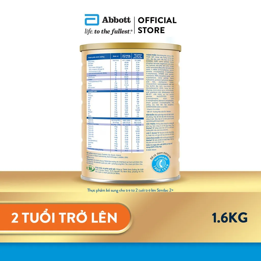 Ảnh Thực phẩm bổ sung cho trẻ từ 2 tuổi trở lên Similac 2+ 1,6kg (Gangliosides) 2