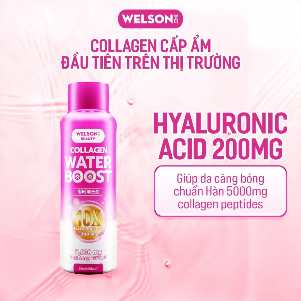 Ảnh Thực phẩm bổ sung Nước Uống Collagen Hyaluronic Acid Welson Beauty Collagen Water Boost hộp 6 chai x 50ml 4