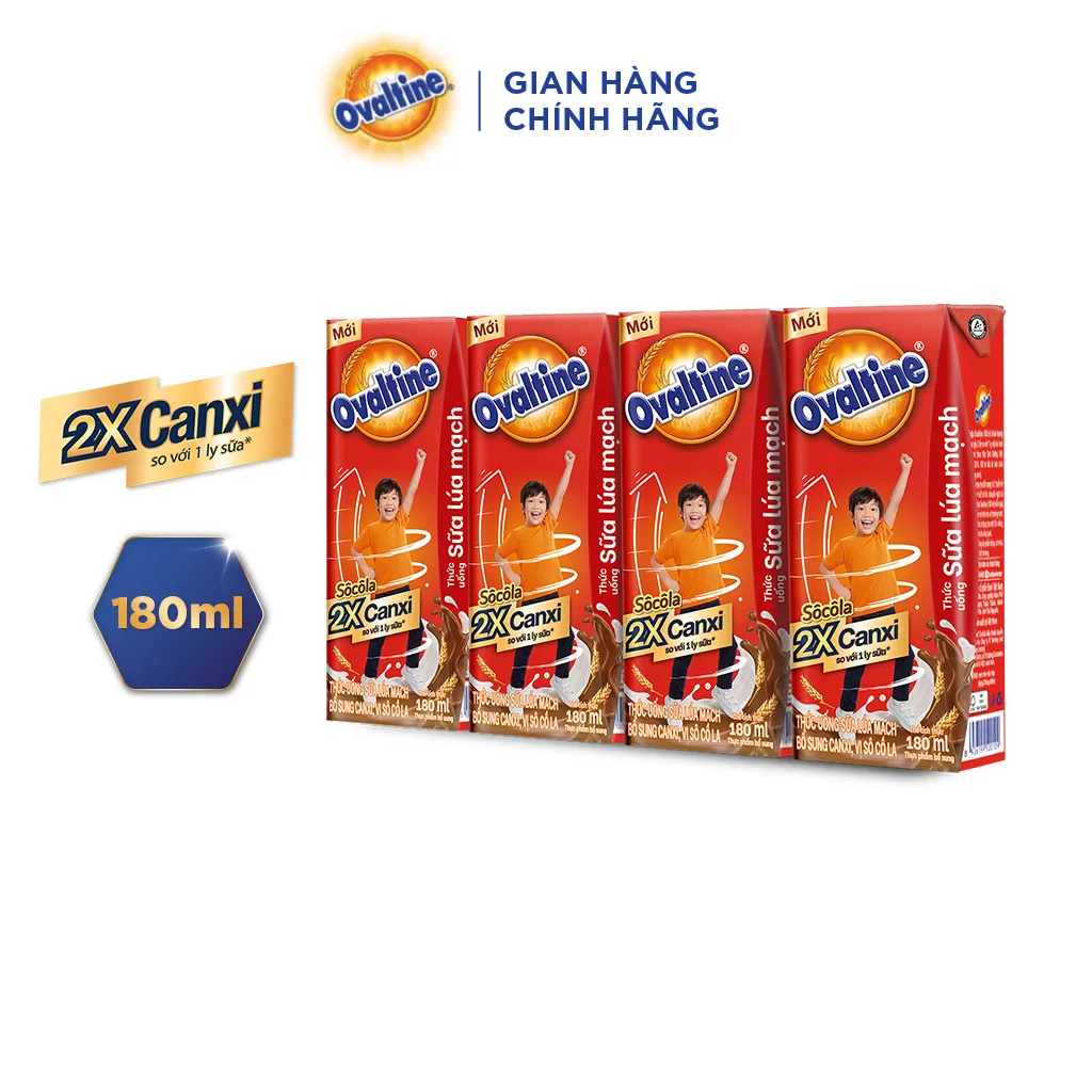 Ảnh Thức uống lúa mạch gấp đôi Canxi hương vị sô-cô-la Ovaltine (180ml x 4) 2