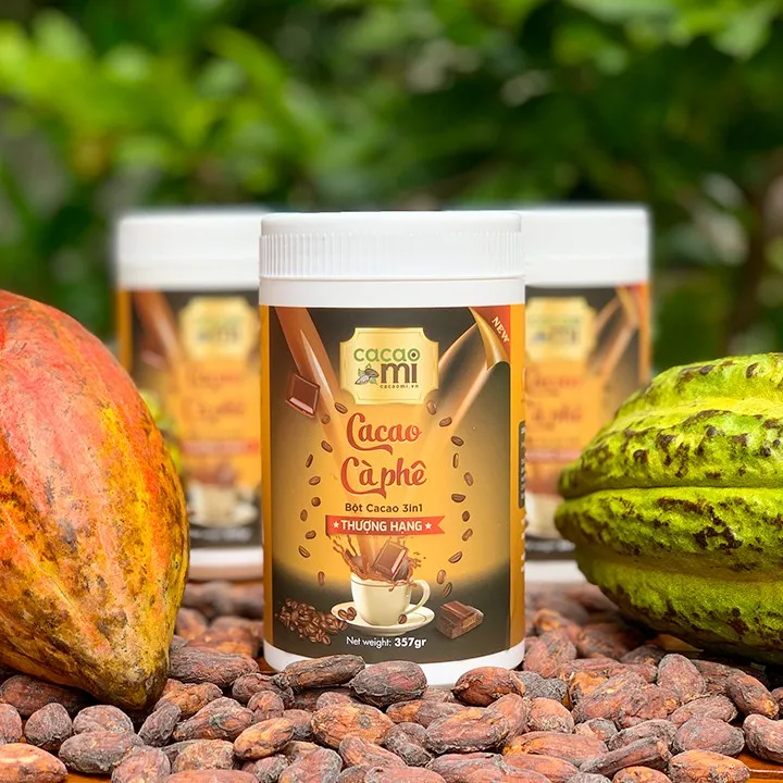 Ảnh Thức uống socola vị cà phê Bột cacao cafe hòa tan pha trà sữa làm bánh CACAOMI hộp thượng hạng 357g 4