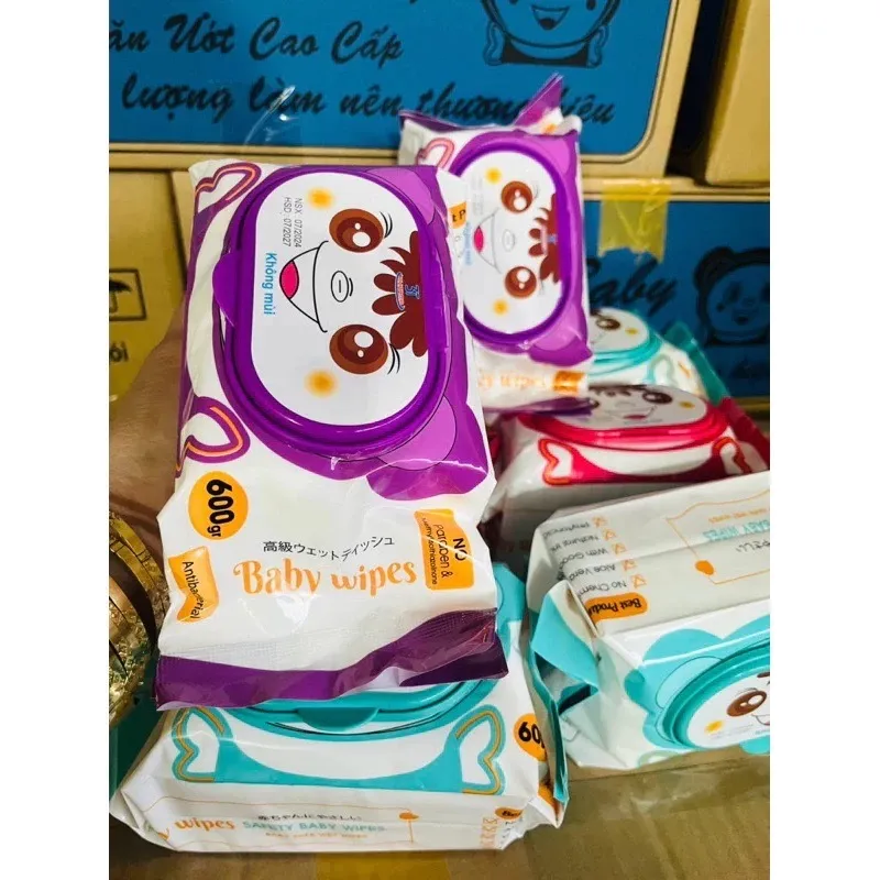 Ảnh Thùng 10 Gói Khăn Ướt Baby Wipes Gói 600gram An Toàn Cho Da Bé 4