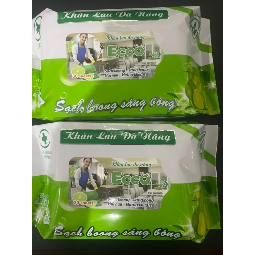 Ảnh Thùng 10 Gói Khăn Ướt Lau Bếp Đa Năng Gói 800Gr ECCO Dùng 1 Lần 4
