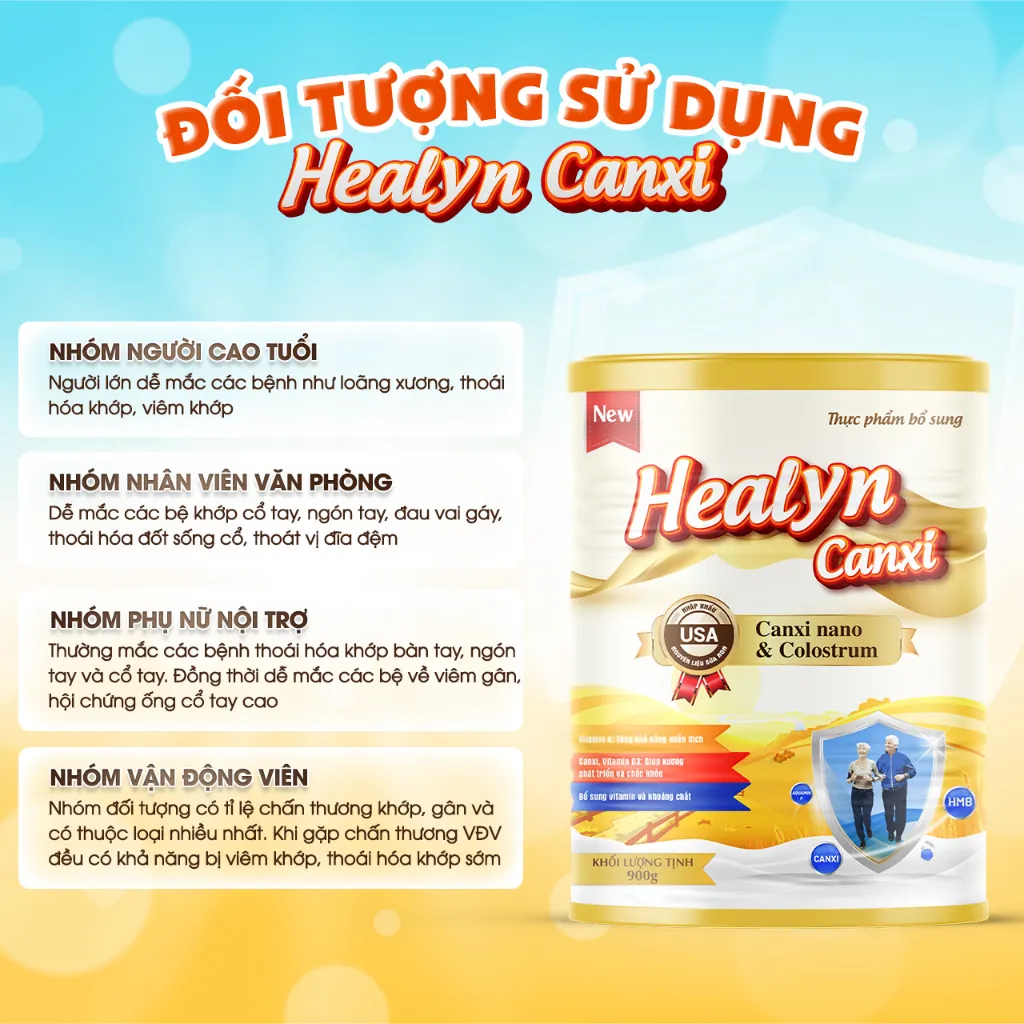 Ảnh Thùng 12 HEALYN CANXI [Tặng 5] Ngừa Loãng Xương, Biến Chứng Xương Khớp, Tăng Cường Miễn Dịch - Lon 800g 4