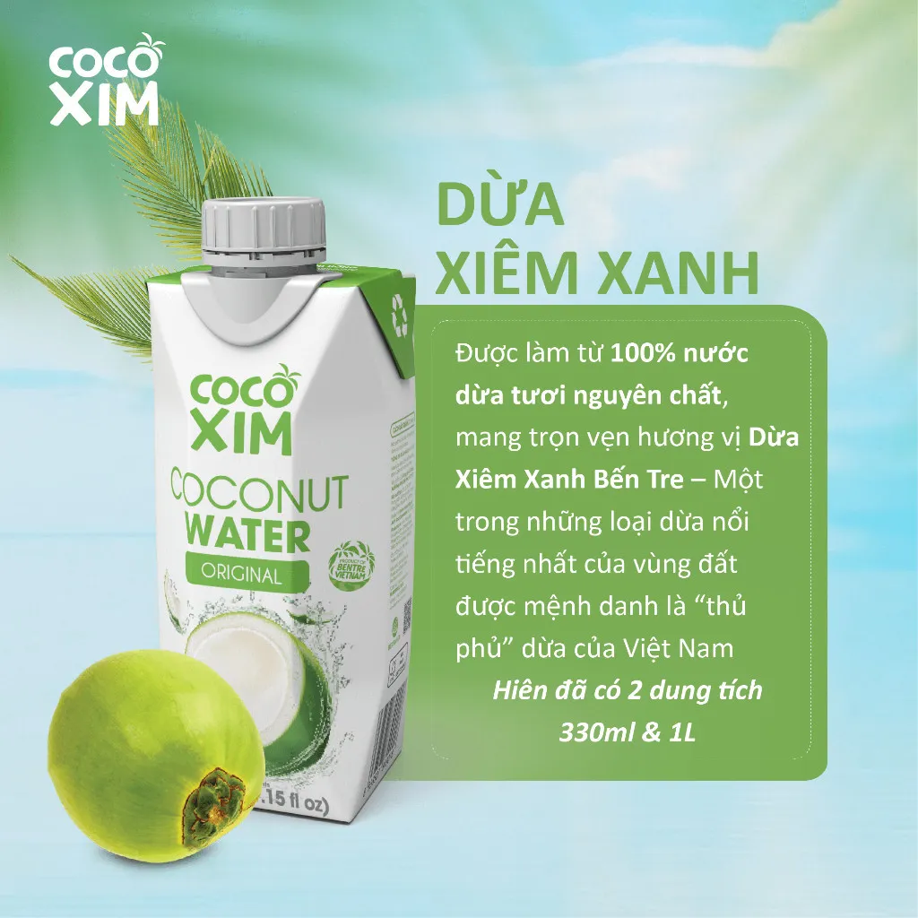 Ảnh THÙNG 12 Hộp Nước dừa đóng hộp Cocoxim Xanh dung tích 330ml/Hộp 2