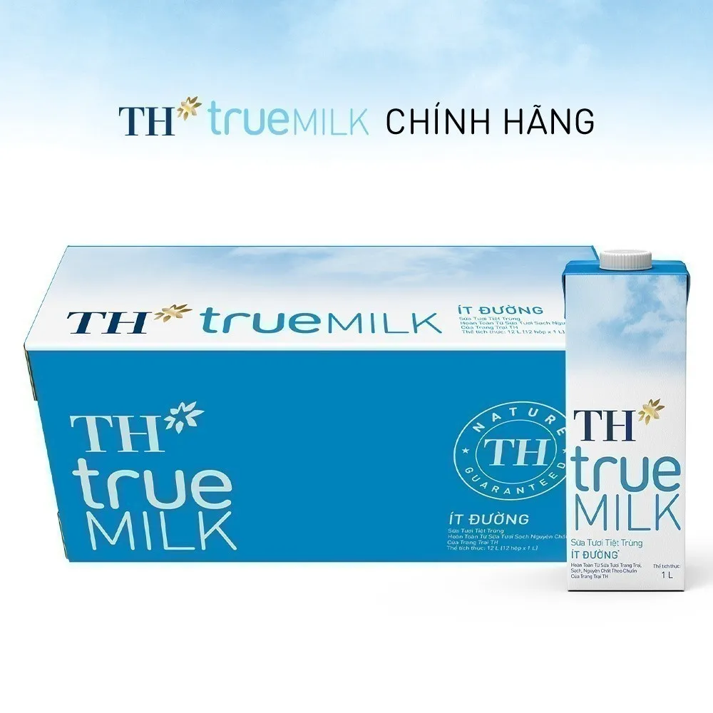 Ảnh Thùng 12 hộp sữa tươi tiệt trùng TH true MILK ít đường 1 L (1 L x 12) 1