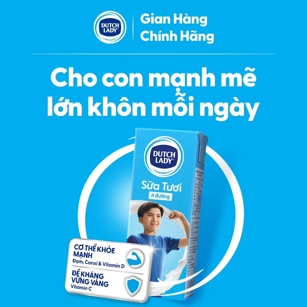 Ảnh Thùng 24 Bịch Sữa Dinh Dưỡng Dutch Lady Ít Đường 24x180ml 4