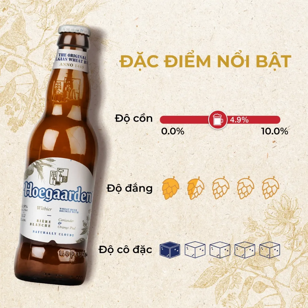 Ảnh Thùng 24 Chai Hoegaarden White - Bia Bỉ Chính Hiệu Lúa Mỳ (330ml/ chai) 2