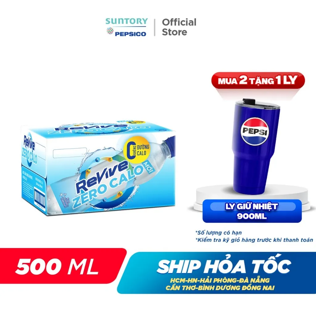 Ảnh Thùng 24 Chai Nước Giải Khát Revive Không Calo (500ml/chai) 1