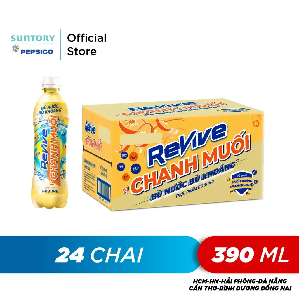 Ảnh Thùng 24 Chai Nước Giải Khát Revive Chanh Muối (390ml/chai) 1