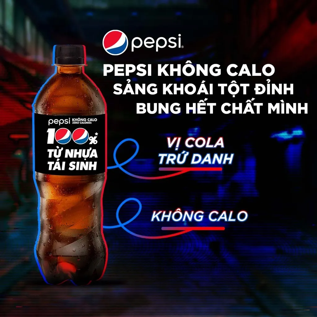 Ảnh Thùng 24 Chai Nước Ngọt Có Gaz Pepsi Không Calo (390ml /chai) 2