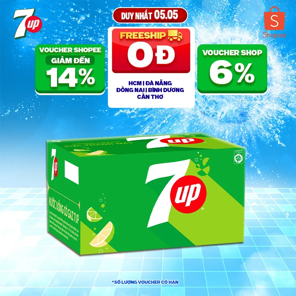 Ảnh Thùng 24 Chai Nước Ngọt Có Gaz 7Up (390ml/chai) 1