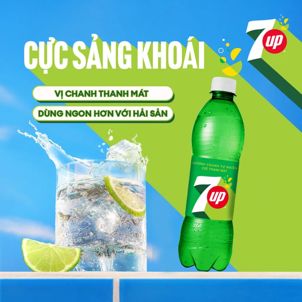 Ảnh Thùng 24 Chai Nước Ngọt Có Gaz 7Up (390ml/chai) 3