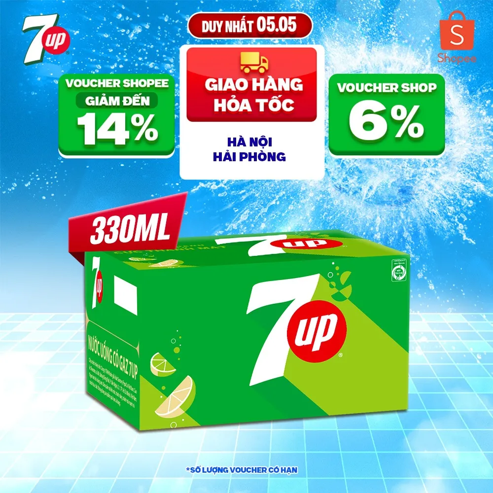 Ảnh Thùng 24 Chai Nước Nước Ngọt Có Gaz 7Up (330ml/chai) 3