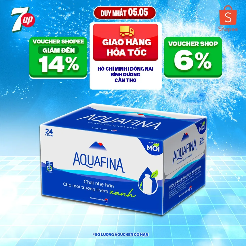 Ảnh Thùng 24 Chai Nước tinh khiết Aquafina (500ml/chai) 1