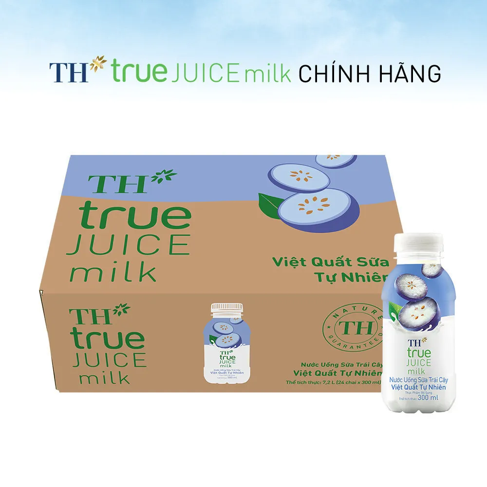 Ảnh Thùng 24 chai nước uống sữa trái cây TH true JUICE milk việt quất tự nhiên 300 ml (300 ml x 24) 1