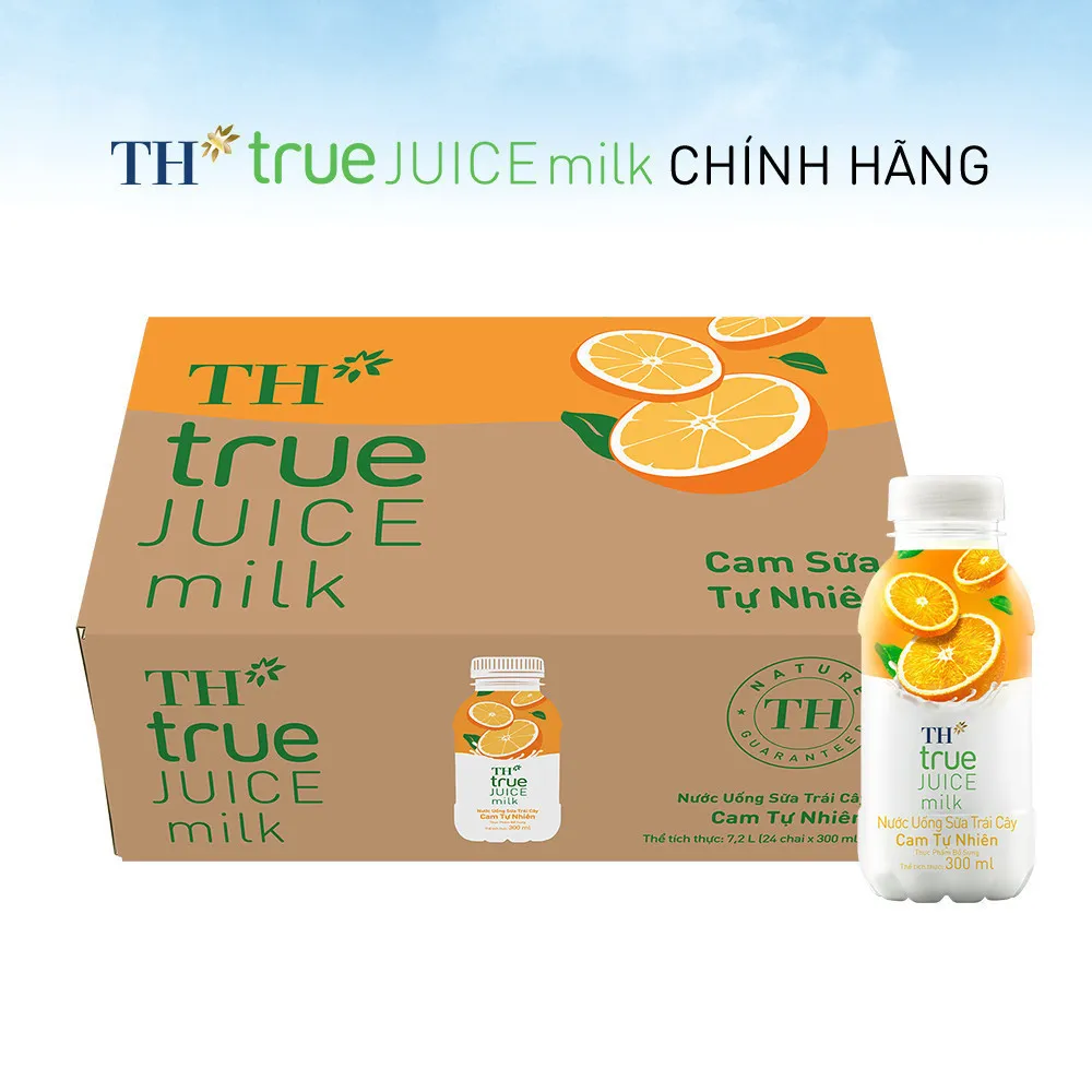 Ảnh Thùng 24 chai nước uống sữa trái cây TH true JUICE milk cam tự nhiên 300 ml (300 ml x 24) 1