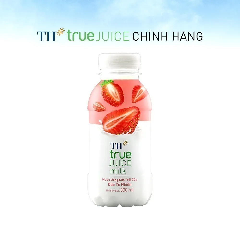 Ảnh Thùng 24 chai nước uống sữa trái cây TH true JUICE milk dâu tự nhiên 300 ml (300 ml x 24) 2