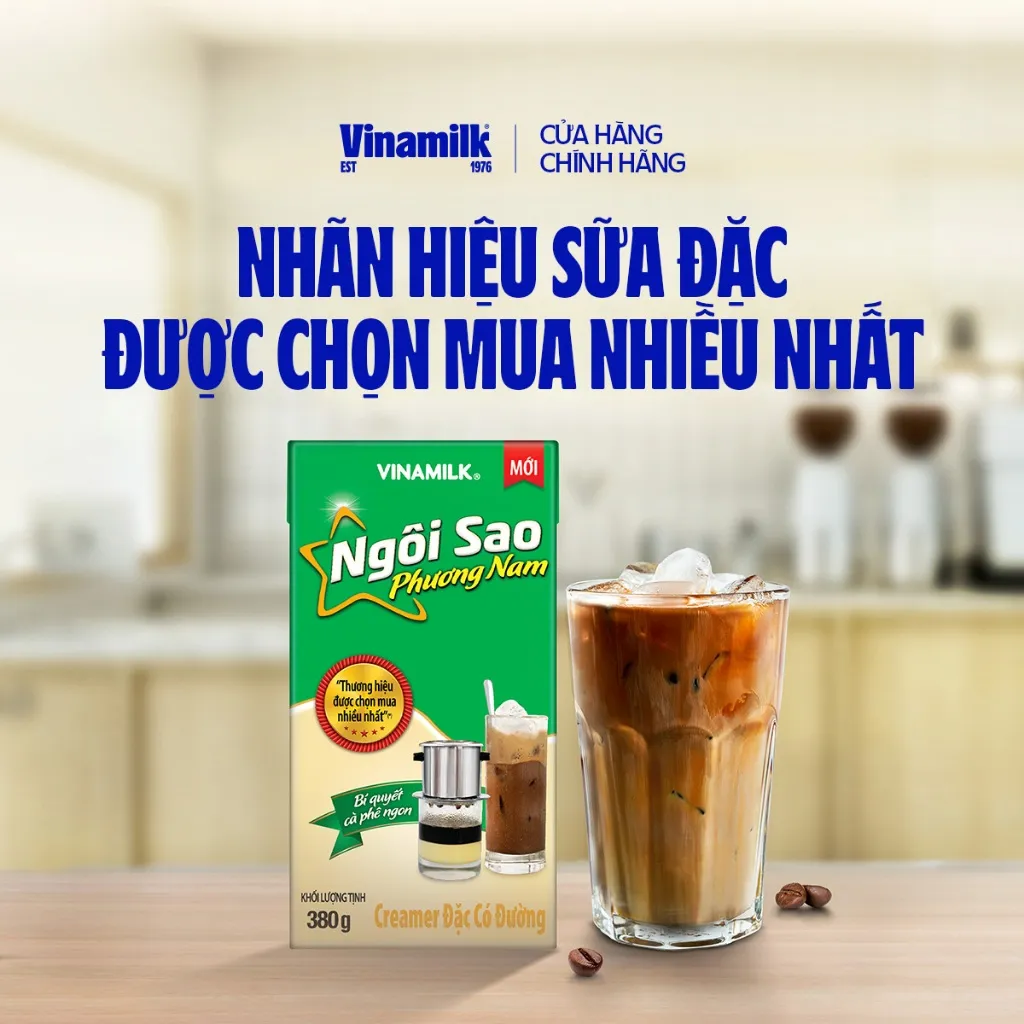 Ảnh Thùng 24 hộp Creamer sữa đặc Ngôi Sao Phương Nam xanh lá Hộp giấy 380g 4