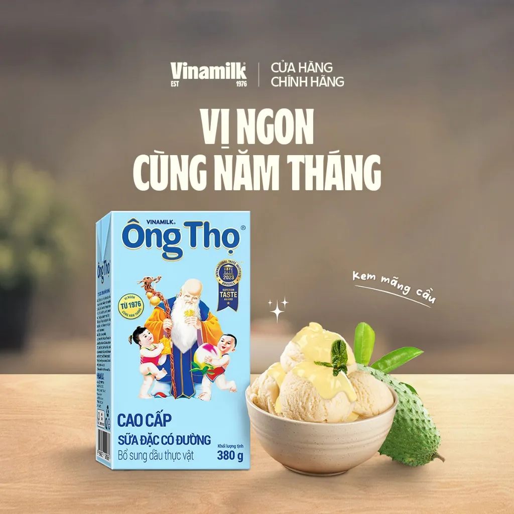 Ảnh Thùng 24 Hộp Sữa đặc có đường Ông Thọ chữ xanh - Hộp giấy 380g 4